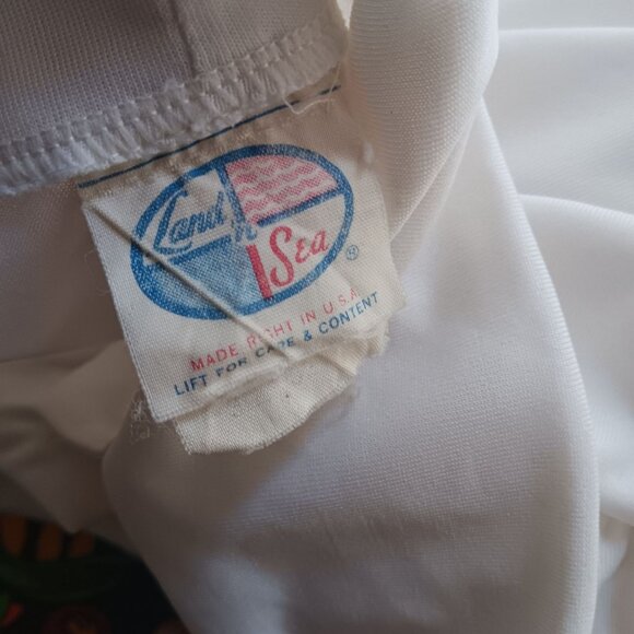 Vintage Women's Small Blouse Top 1970s White Secretary Tie Neck Stretch Granny - Picture 6 of 6